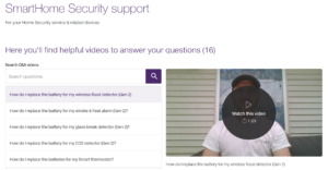 smarthome security support faq page