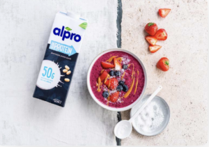 alpro drink and fruit bowl