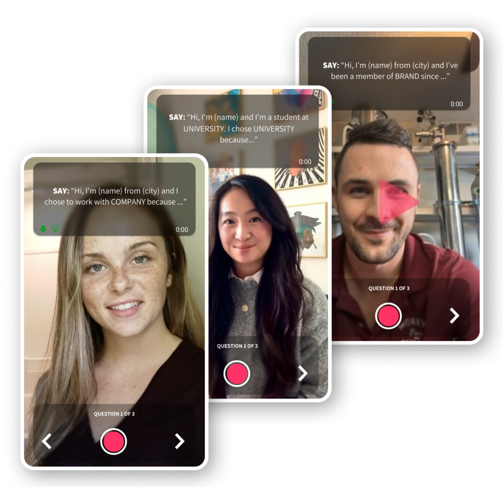 Photo of 3 people recording a video with StoryTap